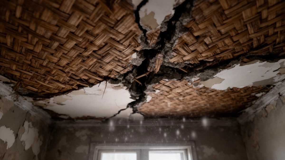 Sufit z trzciny remont