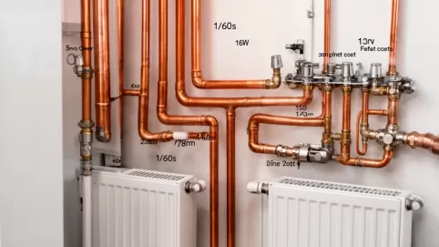 schemat instalacji co średnice rur